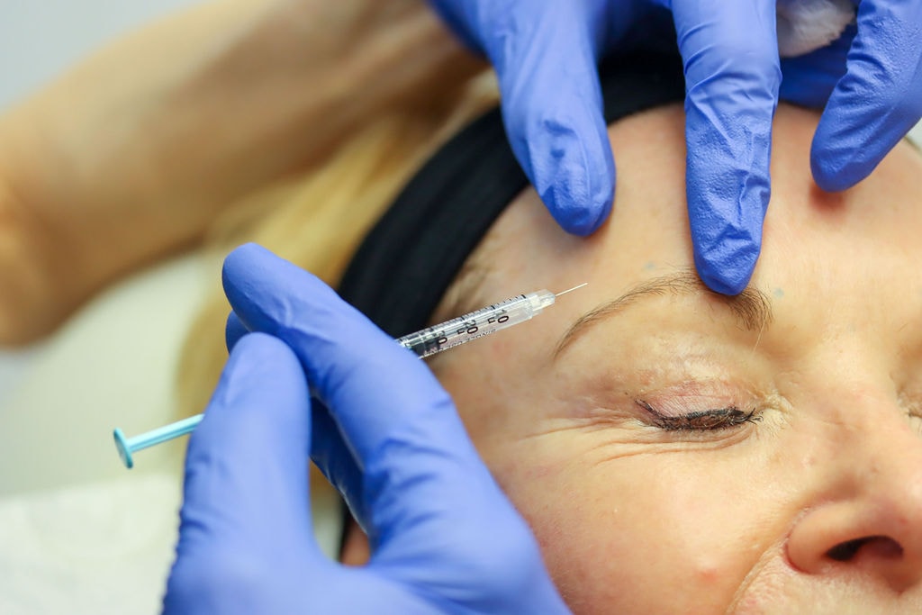 Close-up of an anti-wrinkle injection treatment